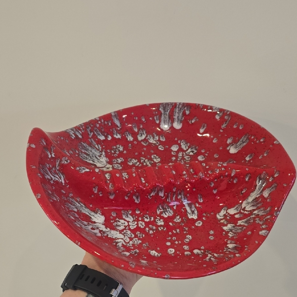 Vintage MID CENTURY Red Ceramic Ashtray